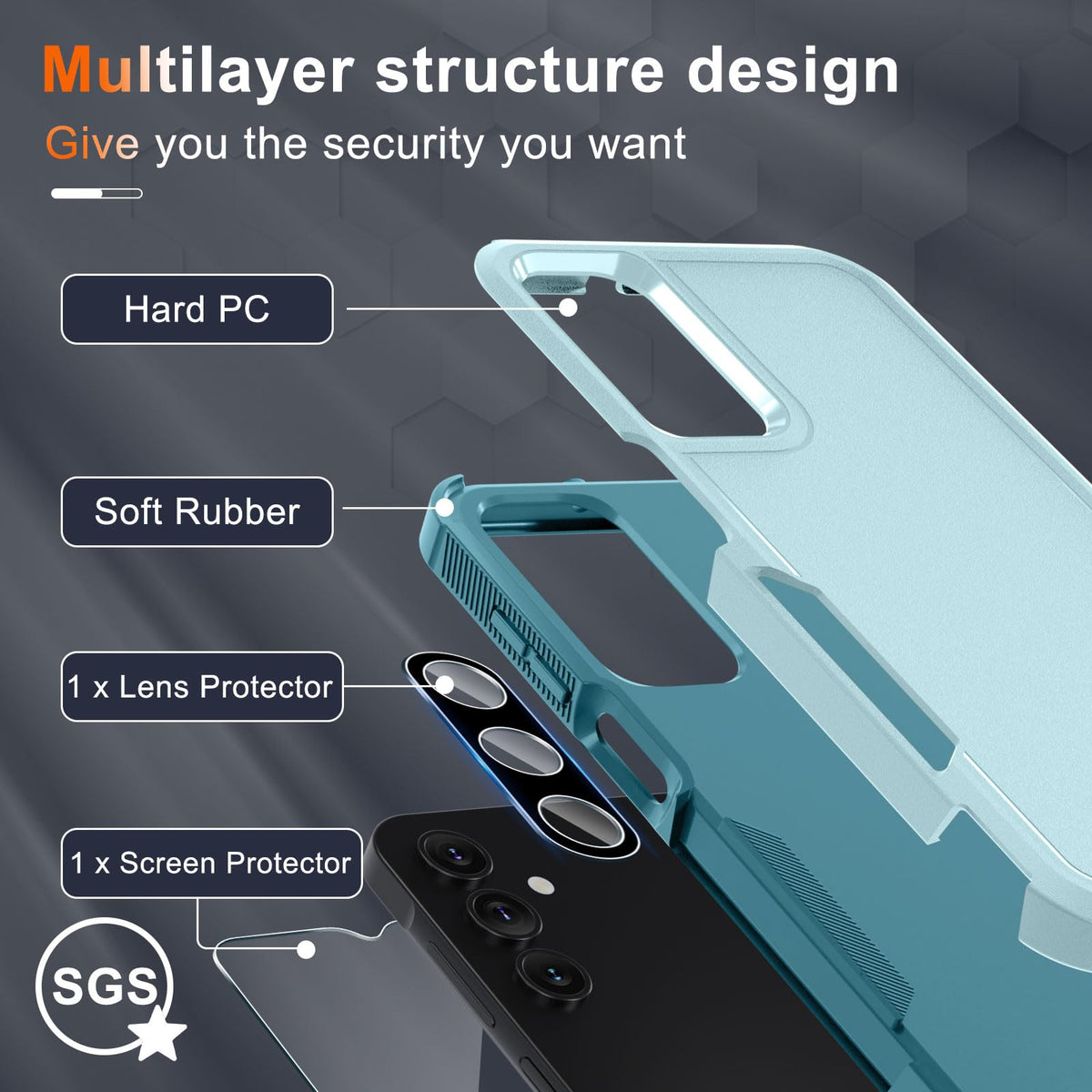 Case for Samsung Galaxy A36/A56/A27,Full Body Heavy Duty Cover,Black Matte