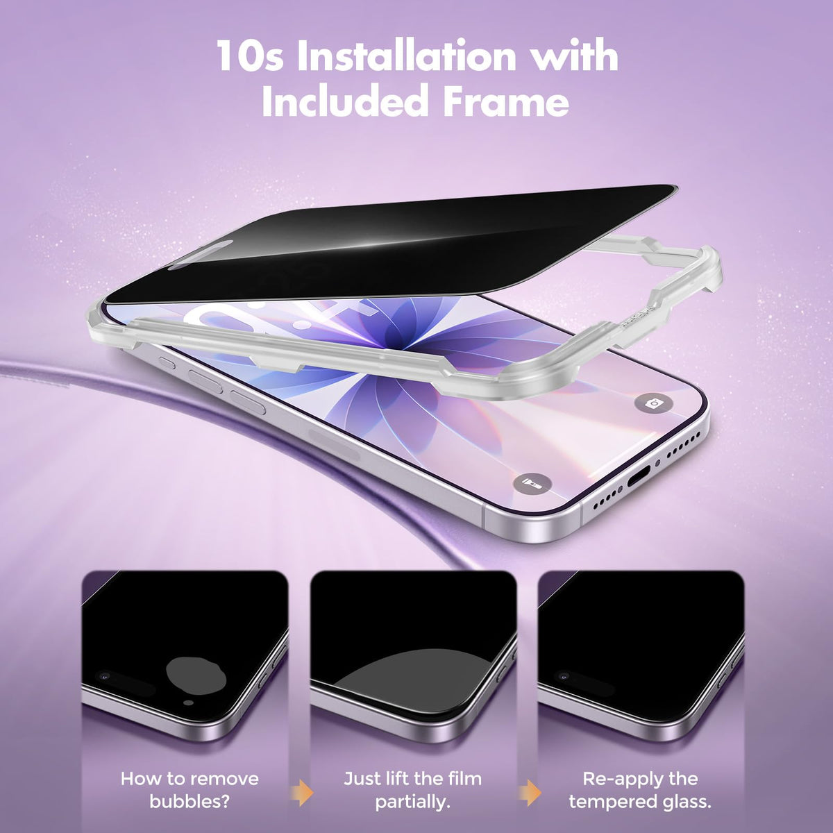 UNBREAKcable Privacy Screen Protector for iPhone 16 Pro Max, Full Coverage