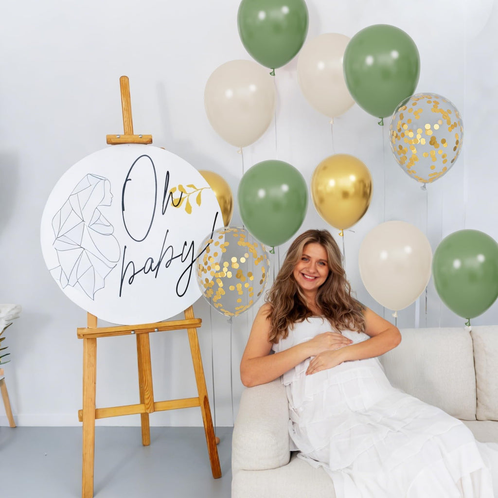 68Pcs Dusty Blue and Champagne Gold Balloons 12 Inch Sand White Pastel Baby Blue Confetti Balloon for Boy Baby Shower Bridal Shower Birthday Wedding Party Decorations.