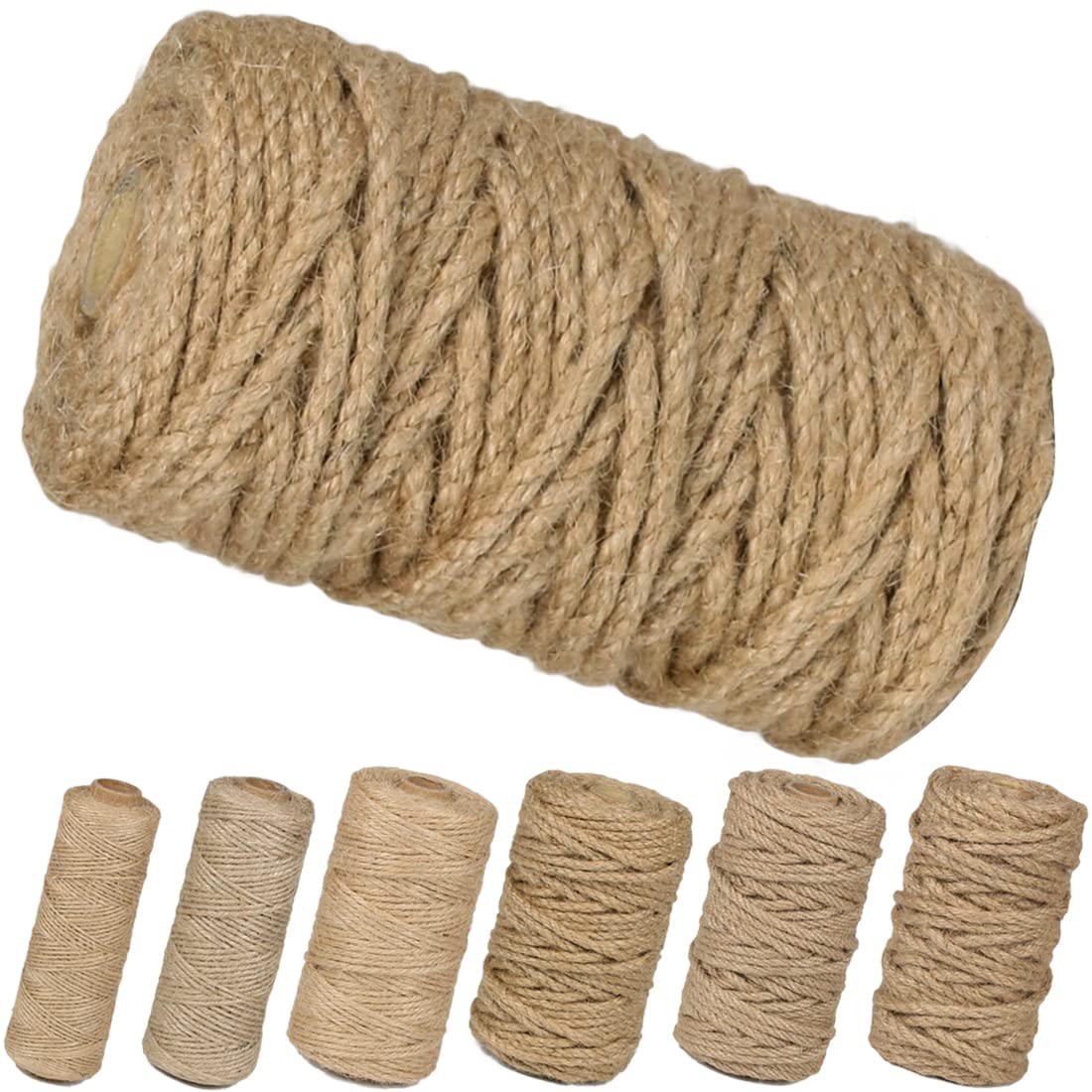 PerkHomy 1100FT Jute Twine String 2mm 3ply Natural Thin Twine for Craft Gardening Gift Wrapping Packing Material Wedding Christmas Decoration Bulk