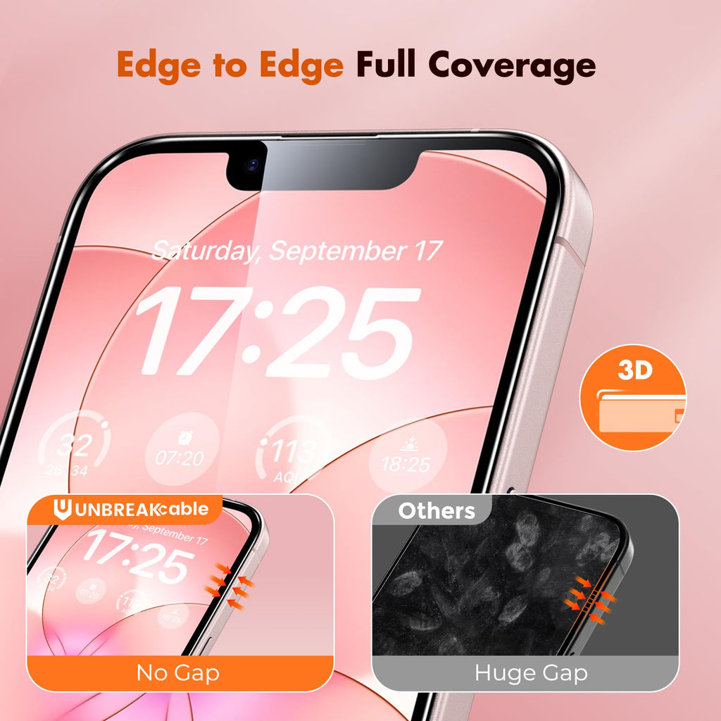 UNBREAKcable 3-Pack Screen Protector for iPhone 16 Pro Max, Full Coverage