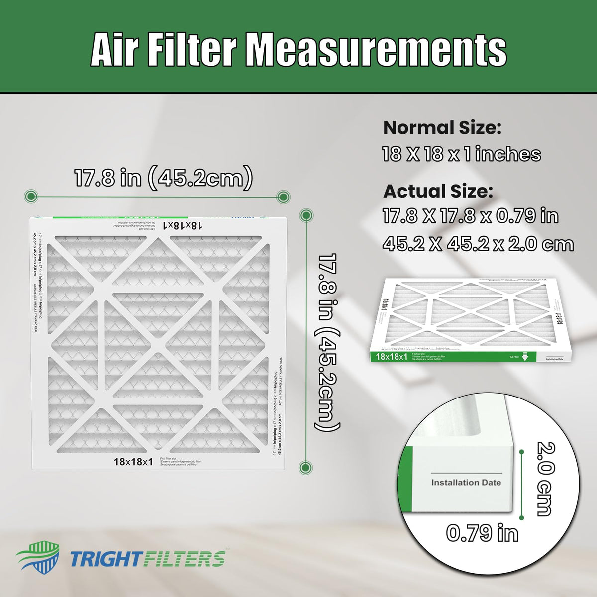 TRIGHTFILTERS 14x20x1 Air Filter 4 Pack, MERV 8 Filter Replacement