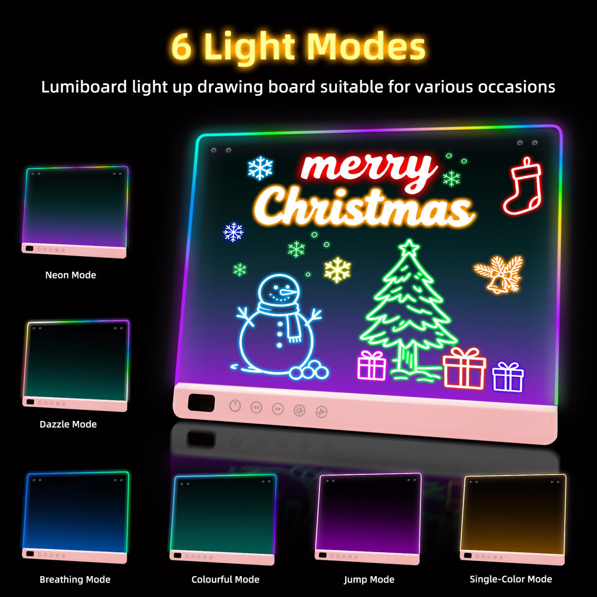 Led Drawing Board with 13 Light Effects, 16" Rechargeable Glow Doodle LED Note Board with Colors, Neon Light Up Drawing Tablet Gifts for Kids for Easter Birthday Christmas Gift Ideas