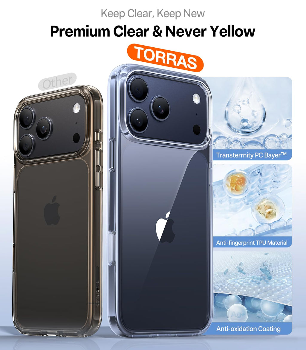 TORRAS Shockproof for iPhone 18 Pro Case Black 2026,4X Mil-Grade Protection