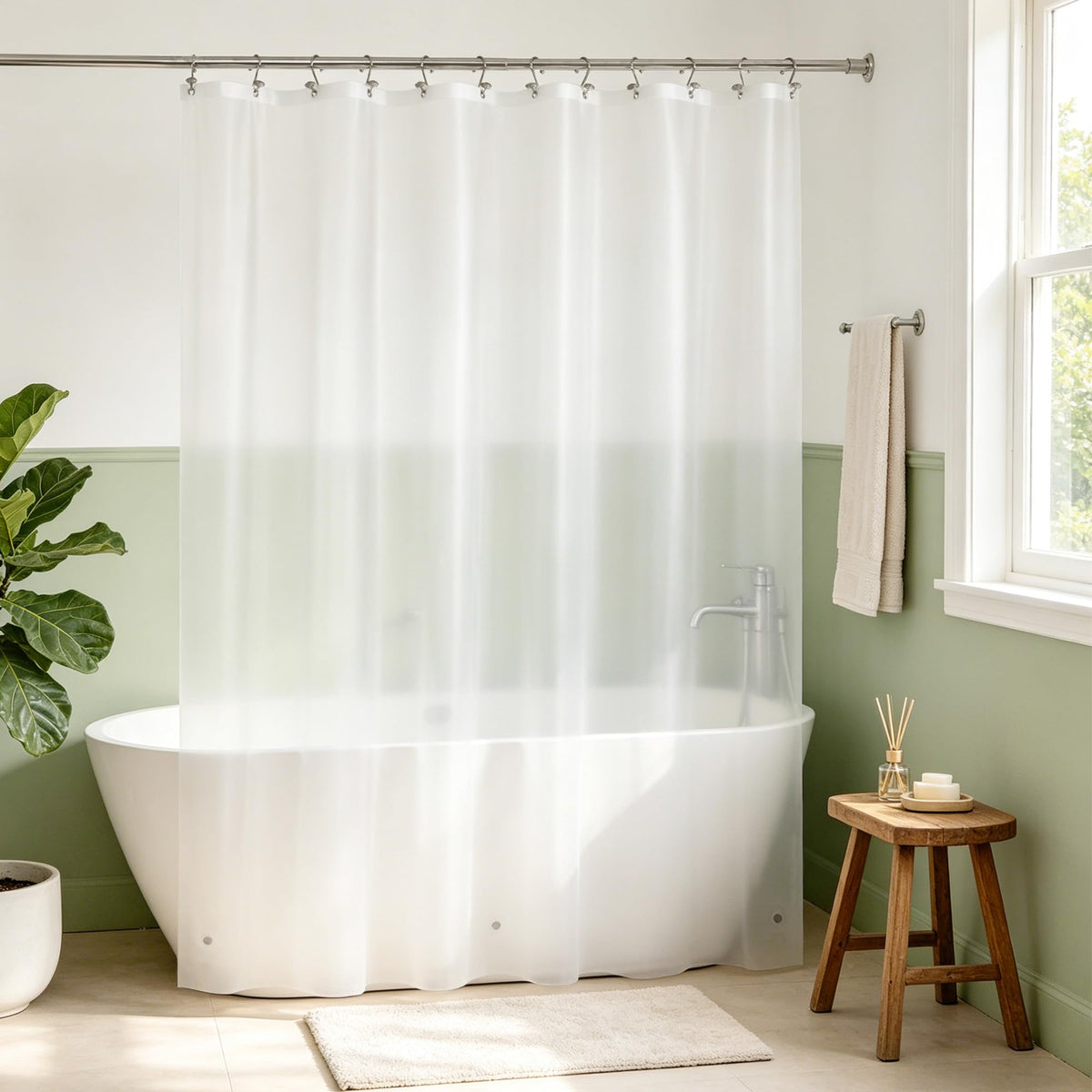 Mrs Awesome Dark Gray Shower Curtain Liner with 3 Magnets, 72x72