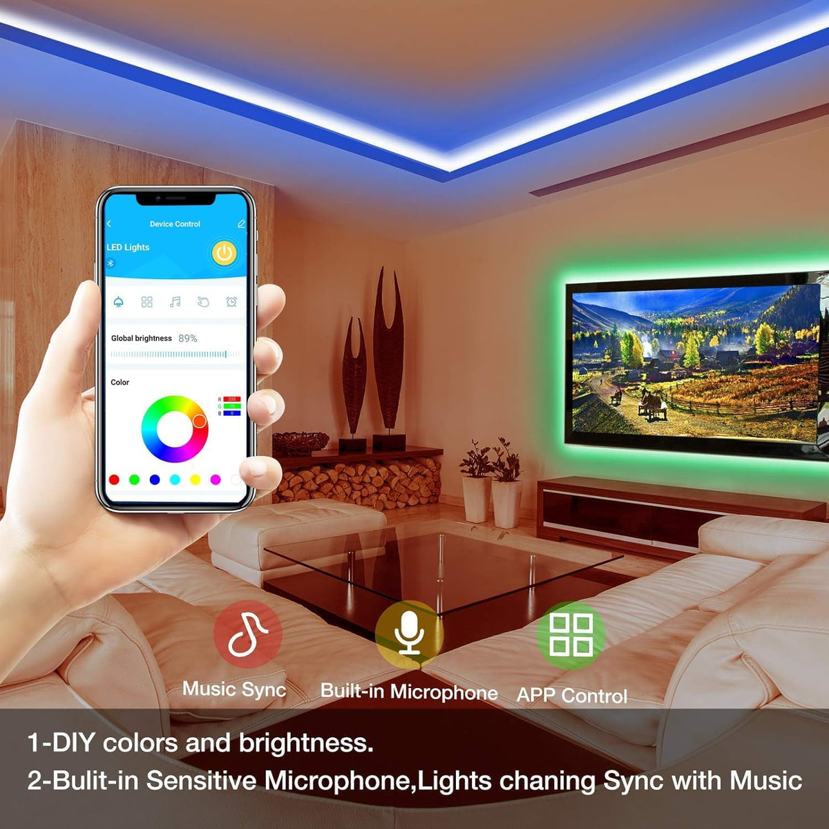 DAYBETTER LED Strip Lights 110ft RGB Music Sync Smart App Control 1 Roll