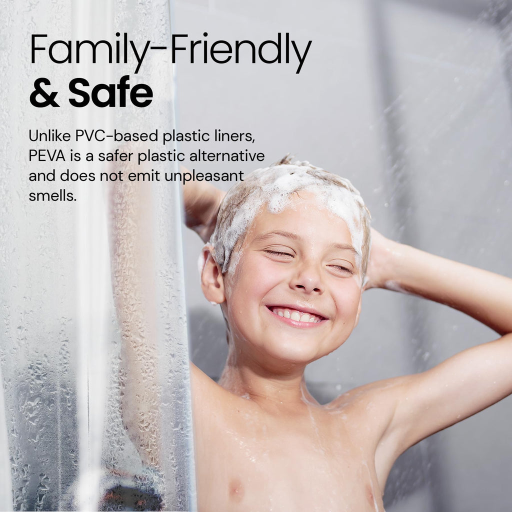 LiBa Shower Curtain PEVA 8G, 72x72 Inch Waterproof Clear