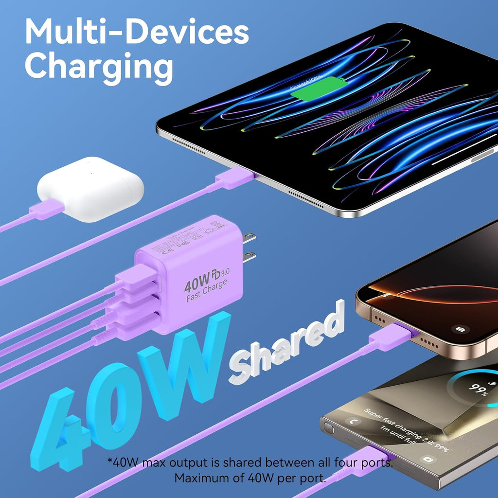USB C Charger Block Multiple Ports Wall Charger Fast Phone Charging Blocks