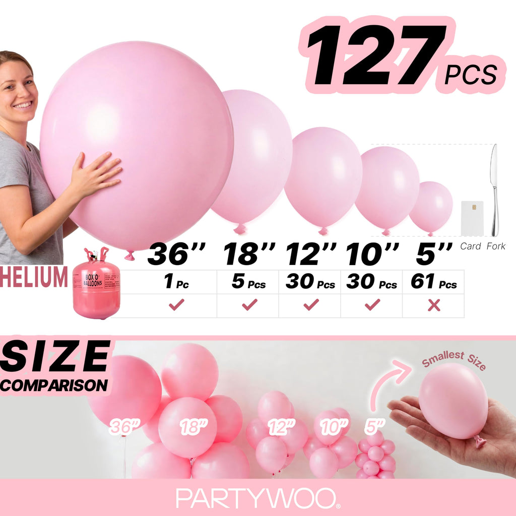 PartyWoo Lavender Balloons 127pcs Light Pastel Purple Lilac Different Sizes