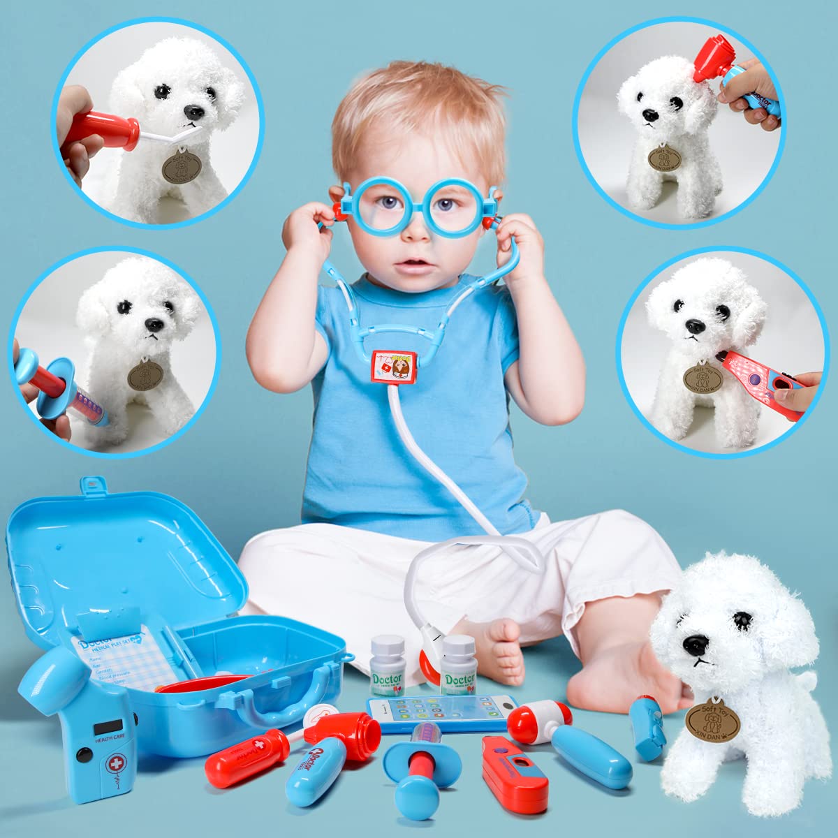 Meland Doctor Kit with Puppy for Girls, Pretend Play Toy Gift for Ages 3–6