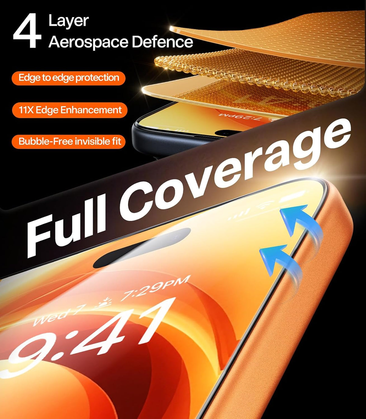 TORRAS 2-Pack for iPhone Air Screen Protector [12Ft Military-Grade Shatterproof] [9H+ Aerospace Tempered Glass] Anti-Scratch Full Coverage Fit