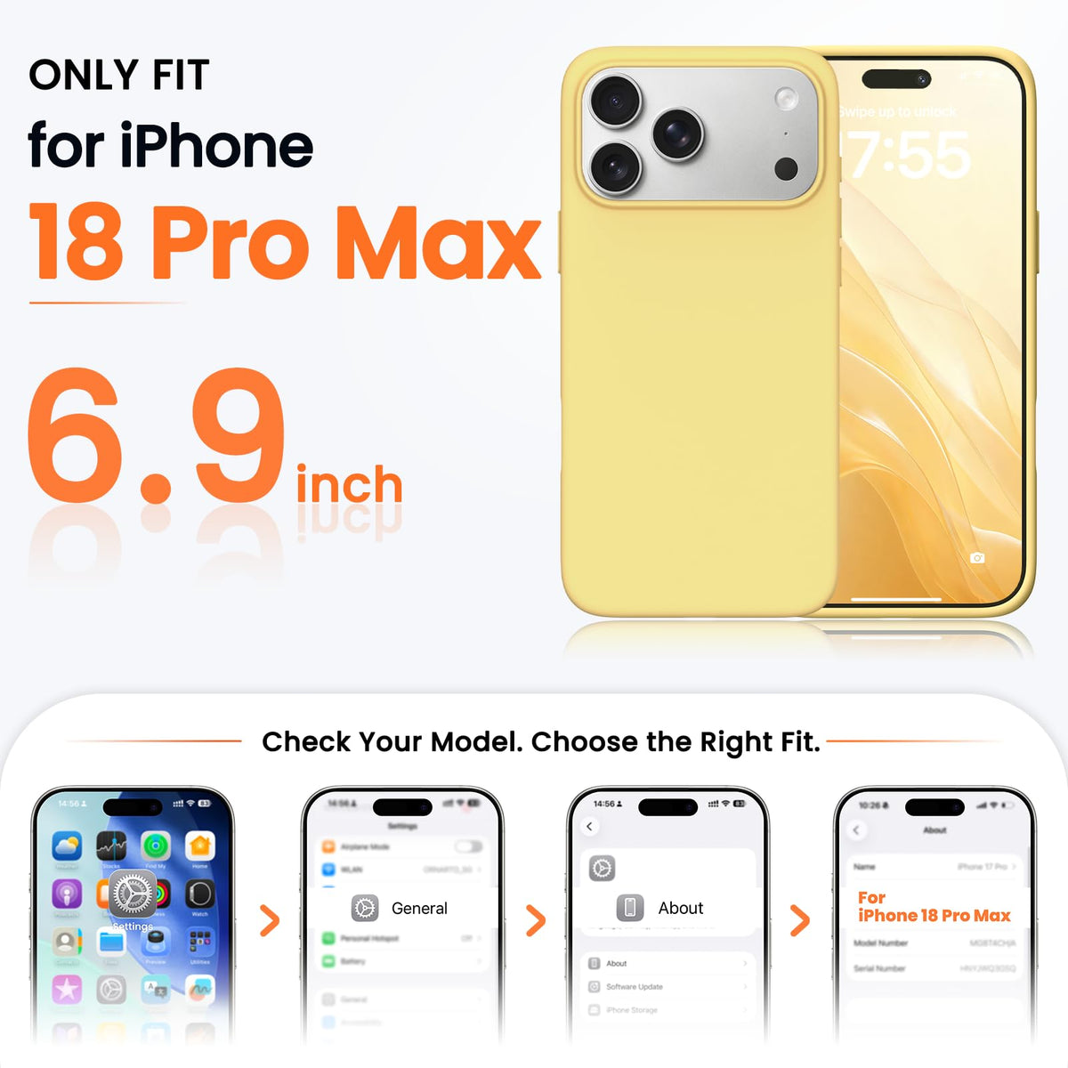 ORNARTO for iPhone 18 Pro Max Case, Liquid Silicone, Cloud Blue