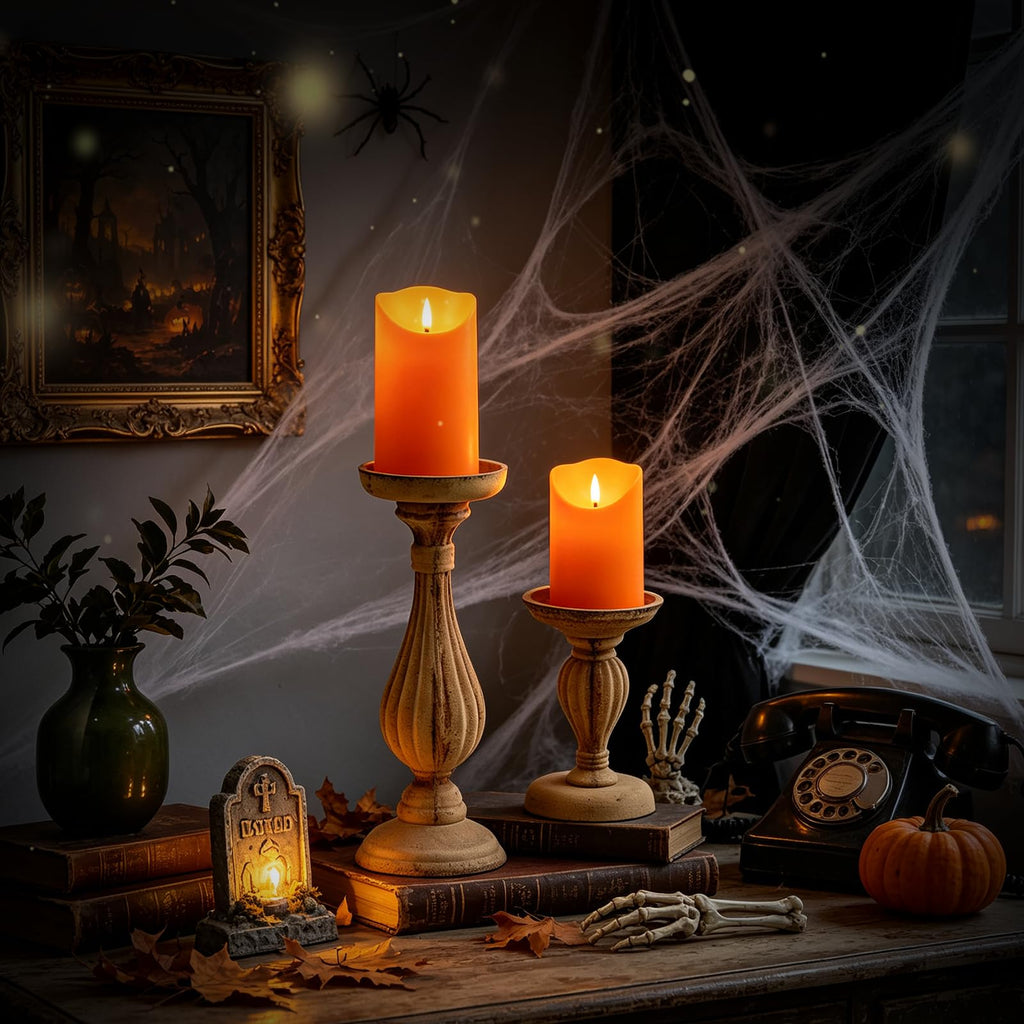 Nimiko Flameless Candles with Remote, Battery Operated Flickering Flameless Candles, LED Candles with Timer 2/4/6/8H, Realistic Drop Wax flameless Candle Set of 9 (D3 x H 3" 4" 5" 6" 7") (Black)