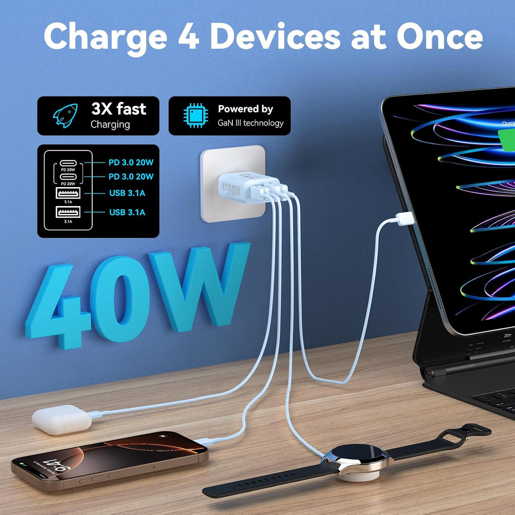 USB C Charger Block Multiple Ports Wall Charger Fast Phone Charging Blocks