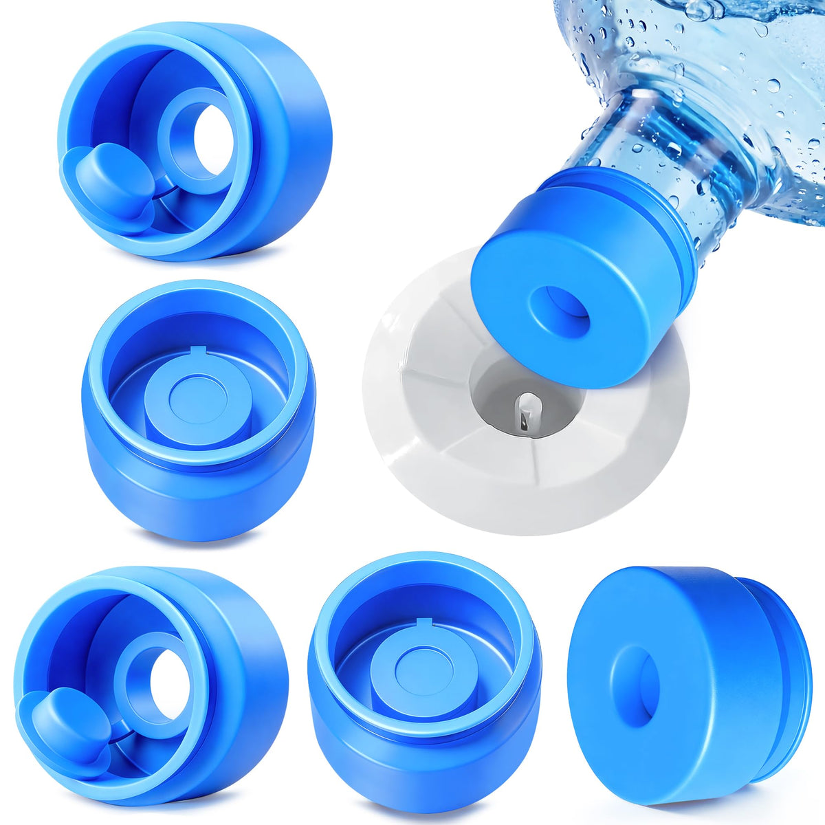 Gofriipai 3 and 5 Gallon Water Jug Cap, Reusable Silicone Bottle Lid Covers