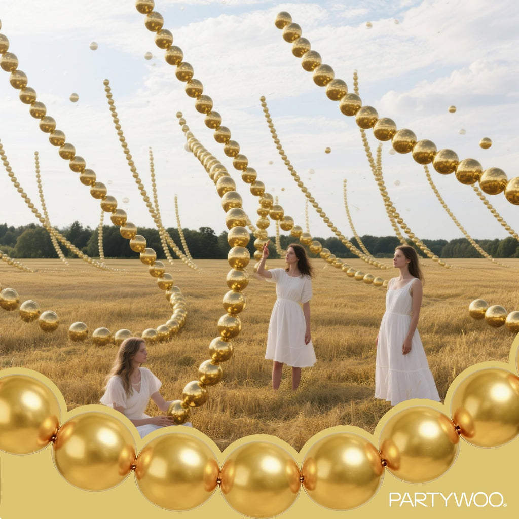 PartyWoo Metallic Gold Linking Balloons 100pcs 6 Inch Gold Link Balloons