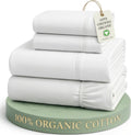 LANE LINEN Queen Sheets 100% Organic Cotton 4pc Percale Cooling - White