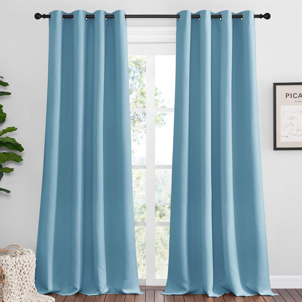 NICETOWN Thermal Insulated Solid Grommet Blackout Curtains/Drapes/Panels for Dining Room (Hunter Green, 1 Pair, 42 by 63-Inch)