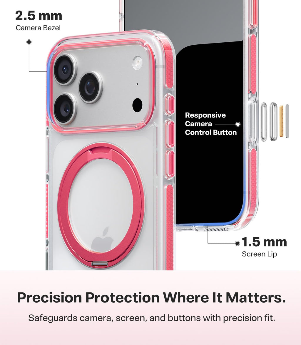 TORRAS 360 Magnetic Stand for iPhone 17 Pro Max Case, Clear