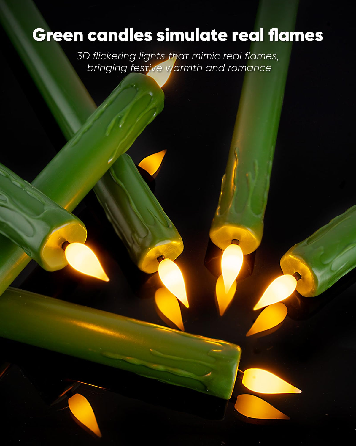Homemory 6 Pcs Real Wax Ghost Flameless Taper Candles, 3D Wick Flickering Led Candlesticks 9.6 Inch Battery Operated with Remote & Timer, Spooky Halloween Gothic Indoor Decor