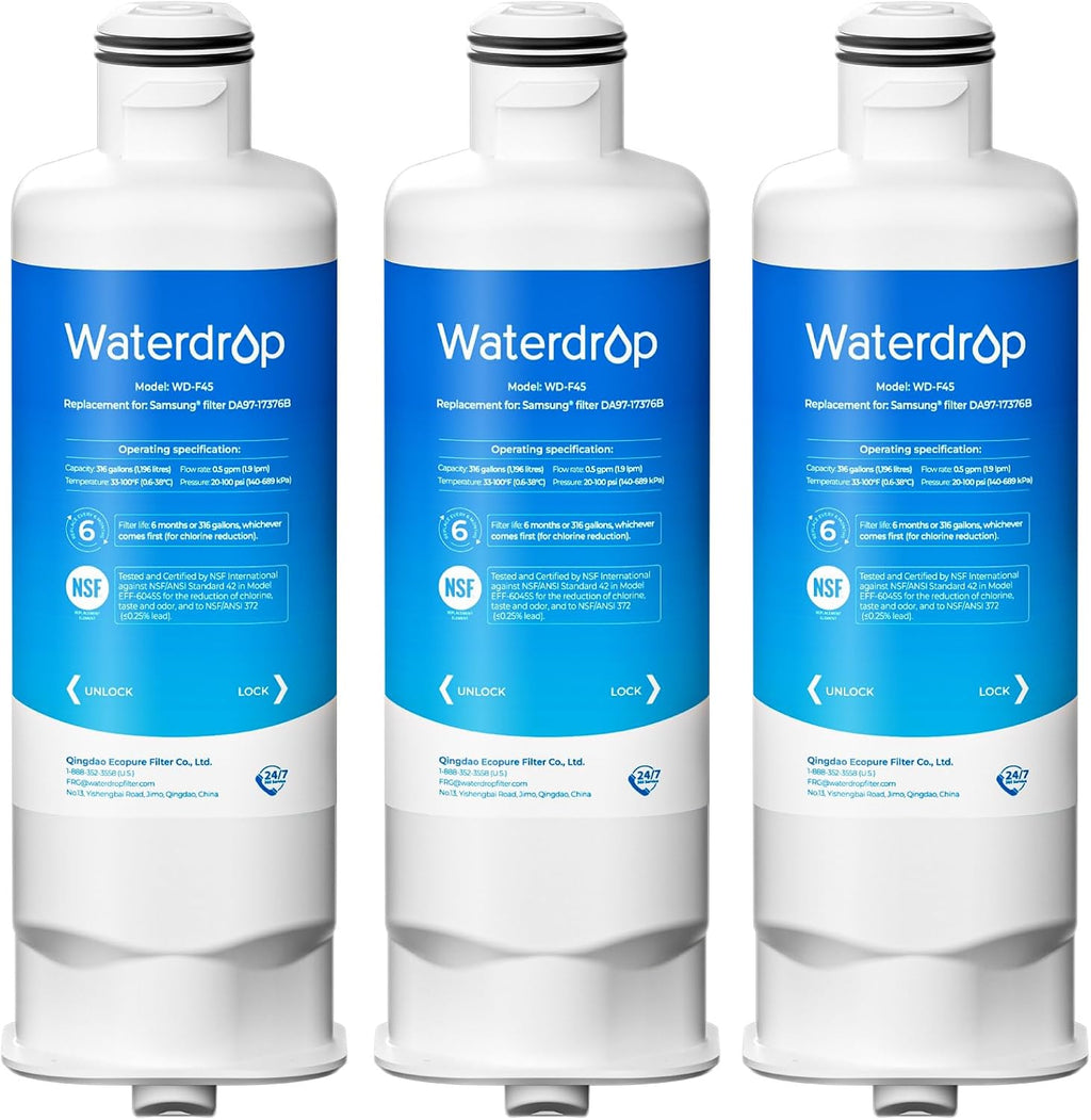 Waterdrop WD-F45 Water Filter, Replacement for Samsung® DA97-17376B, 3 Pack