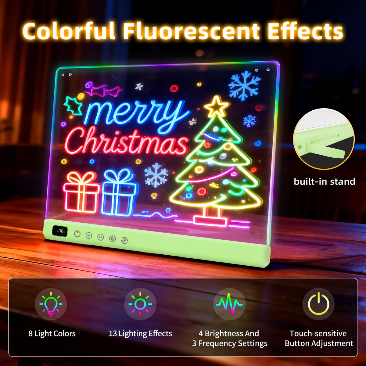 Led Drawing Board with 13 Light Effects, 16" Rechargeable Glow Doodle LED Note Board with Colors, Neon Light Up Drawing Tablet Gifts for Kids for Easter Birthday Christmas Gift Ideas