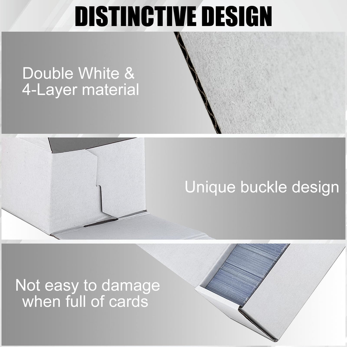 Trading Card Storage Box, 3-Pack 1100 Count White Corrugated Cardboard Box