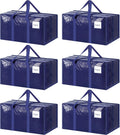 6 Pack Extra Heavy Duty Large Moving Bags with Strong Zipper, Dark Blue