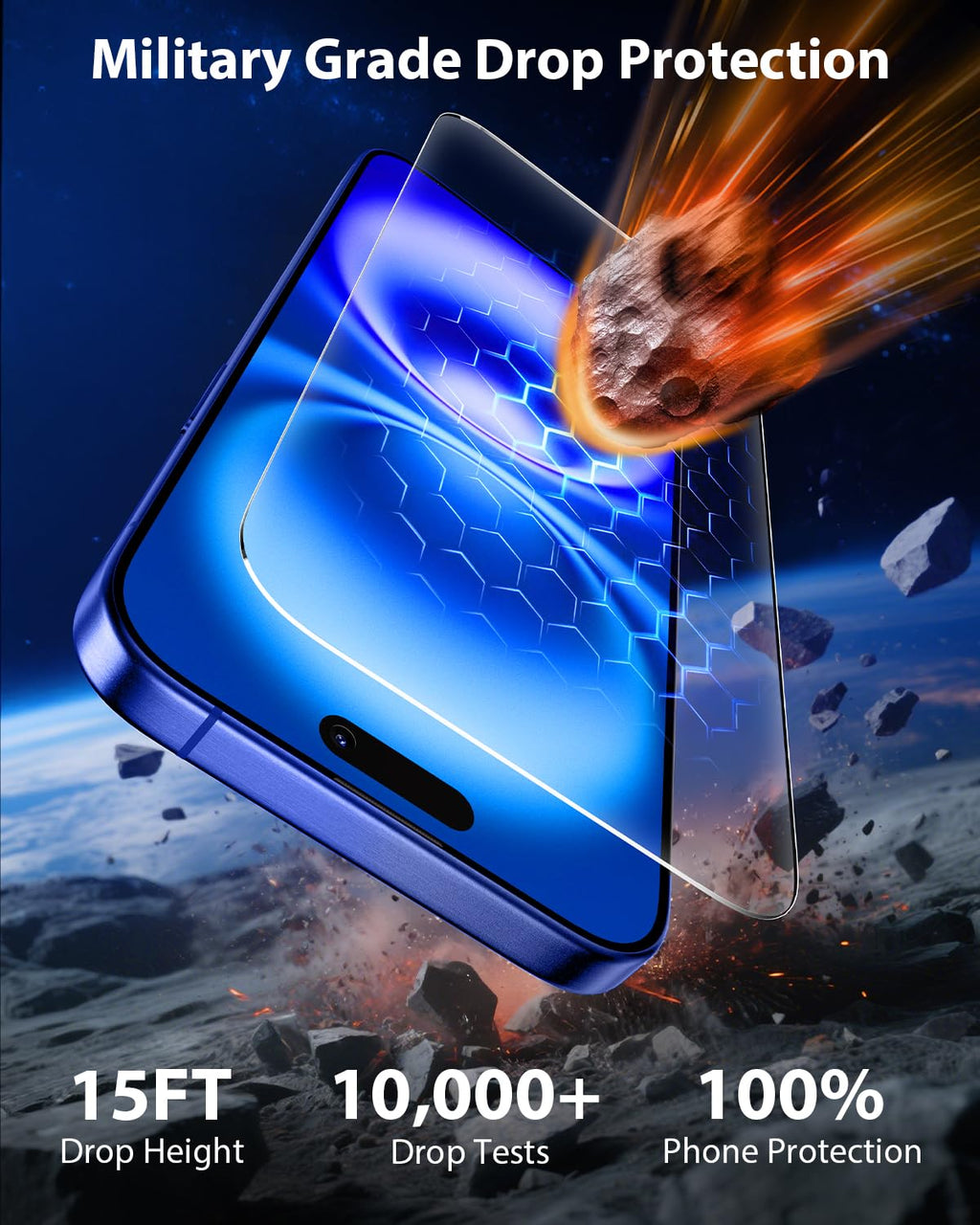 Mkeke Screen Protector for iPhone 17 Pro, 3 Pack 9H+ Tempered Glass
