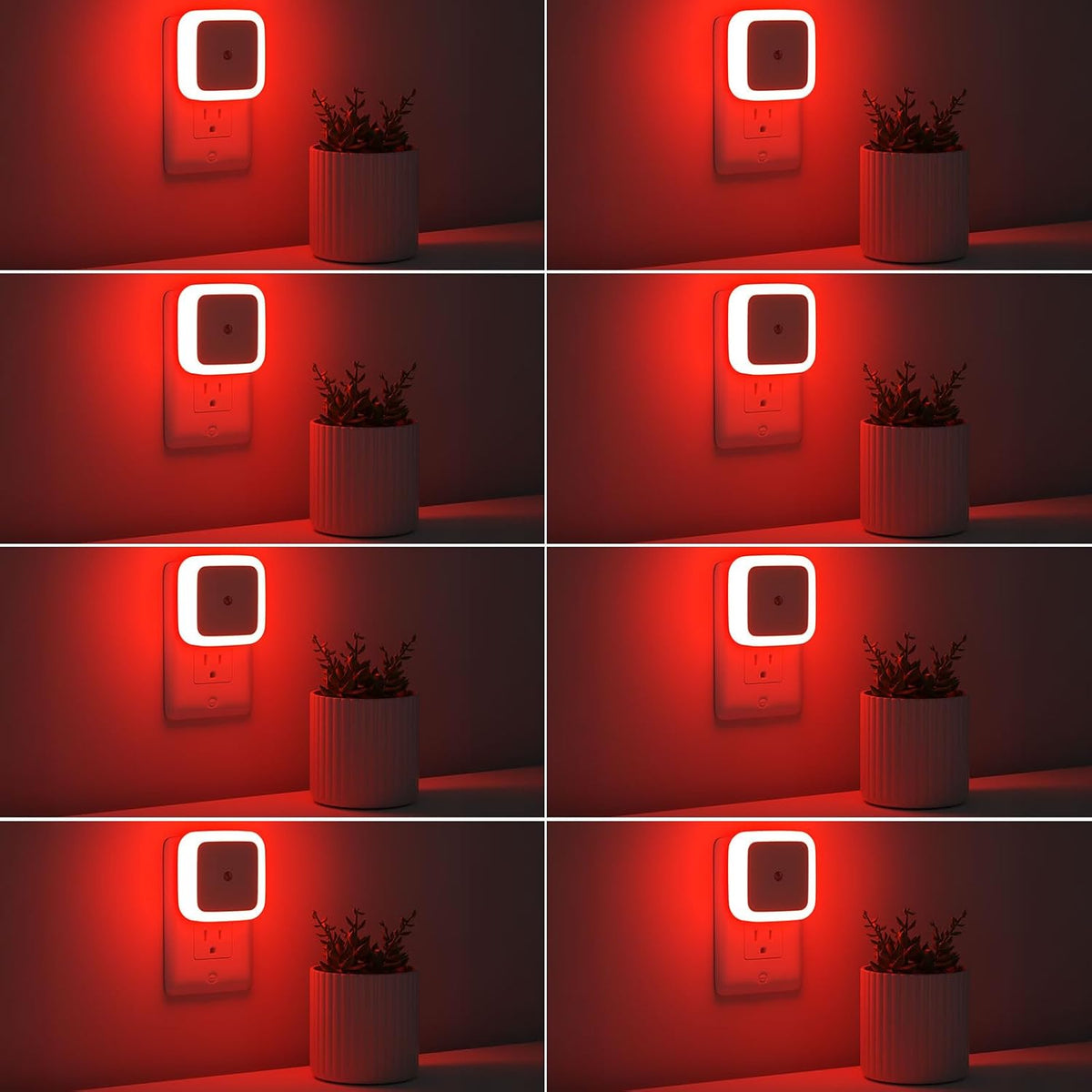 Sujeet Night Light, Night Lights Plug into Wall 8-Pack, Nightlight Plug in Night Light, Dusk to Dawn Night Lamp Led (Red)