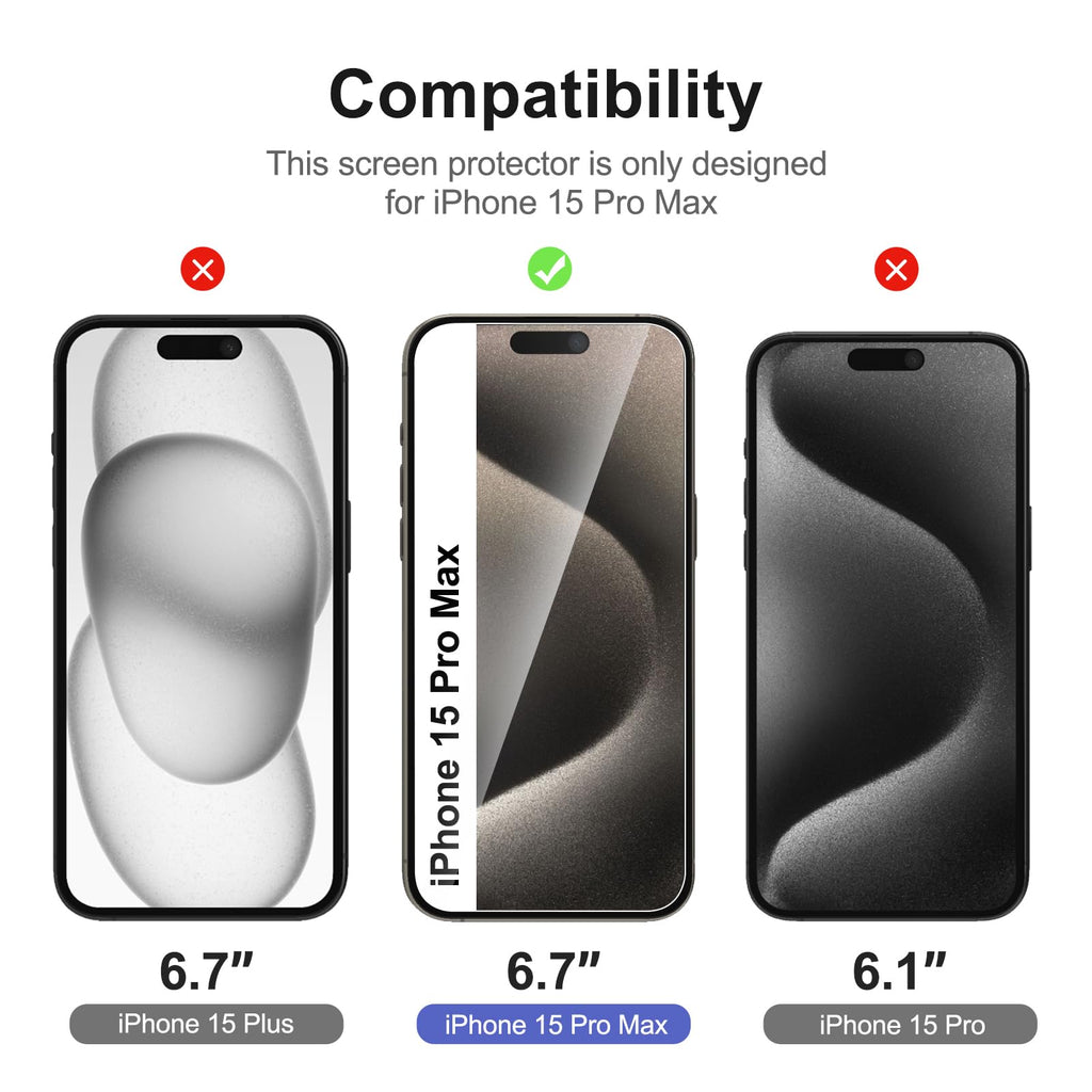 NEW'C for iPhone 16 Pro Screen Protector + Camera Lens Protector + Tool