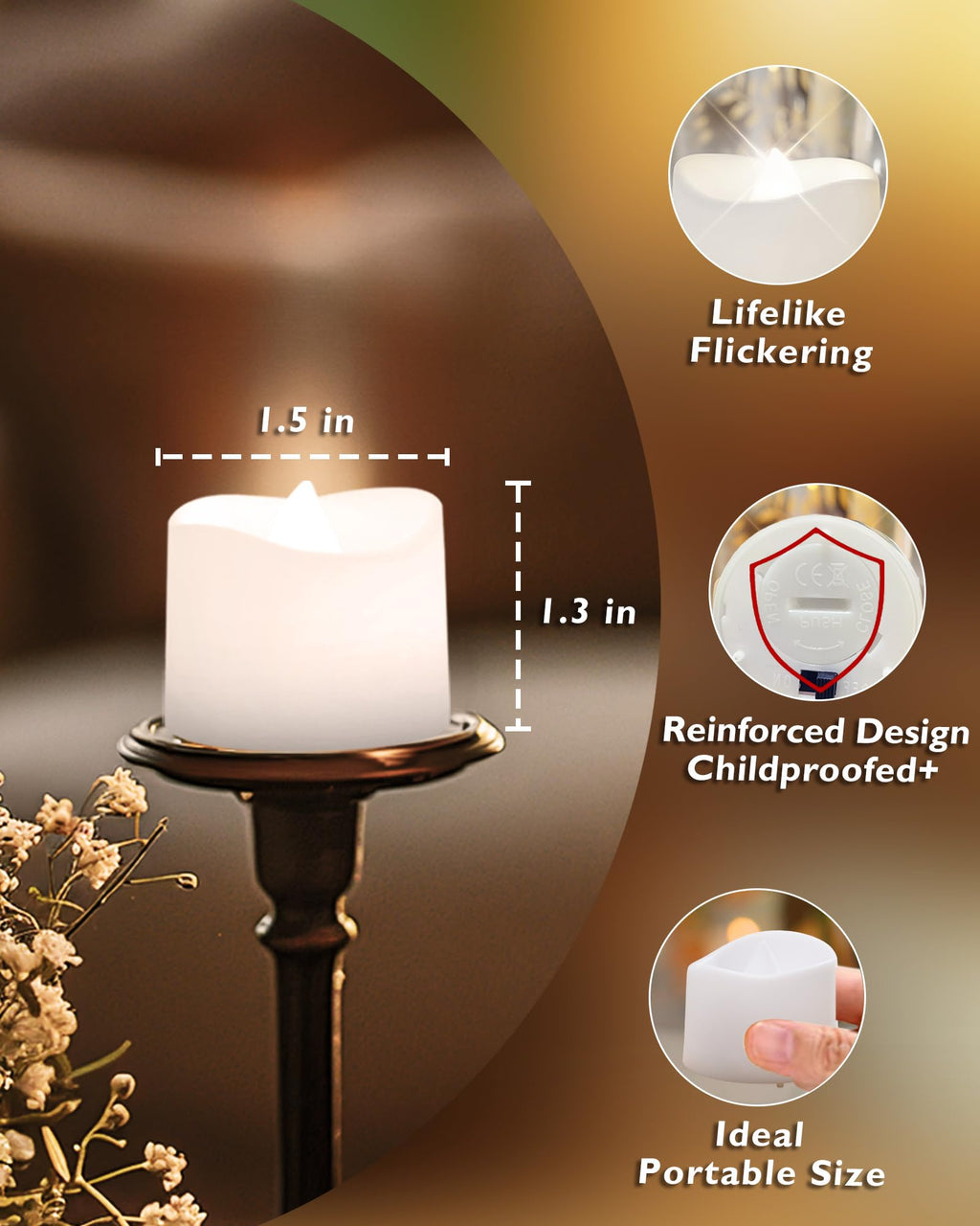 Homemory 12-Pack Battery Tea Lights with Timer Built in, Auto-On 6H Daily