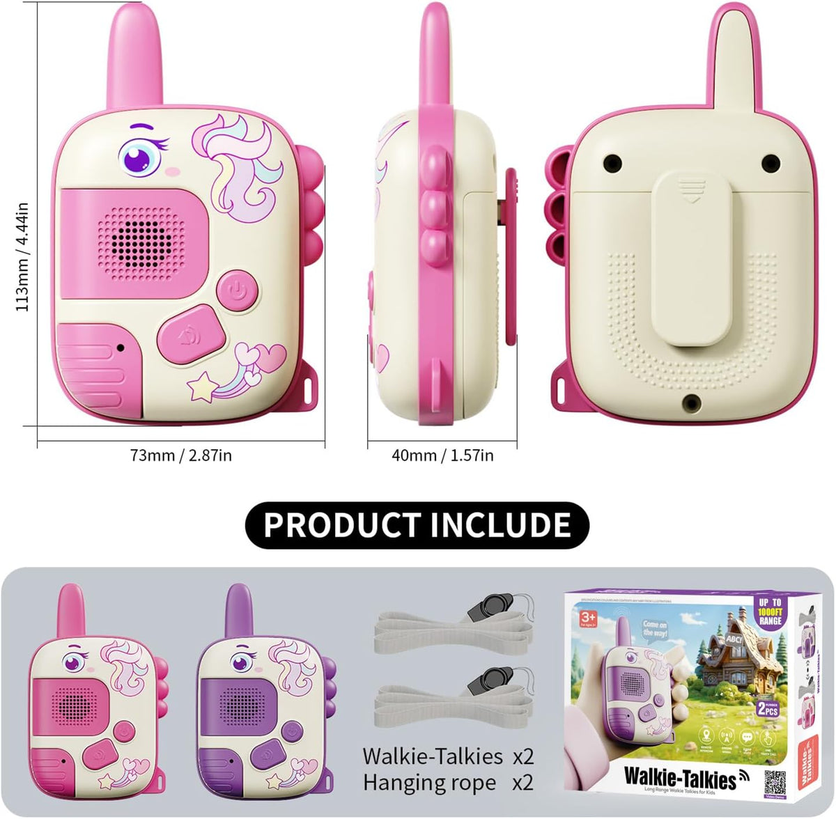 Walkie Talkies Toys for Girls:Unicorn Toys 2 Pack Birthday Gifts for 3 4 5-7 8 Year Old Girls Toy for 4 5 6 7 8-10 Year Old Camping Outdoor Game,Christmas Stocking Stuffers for Girls Kids