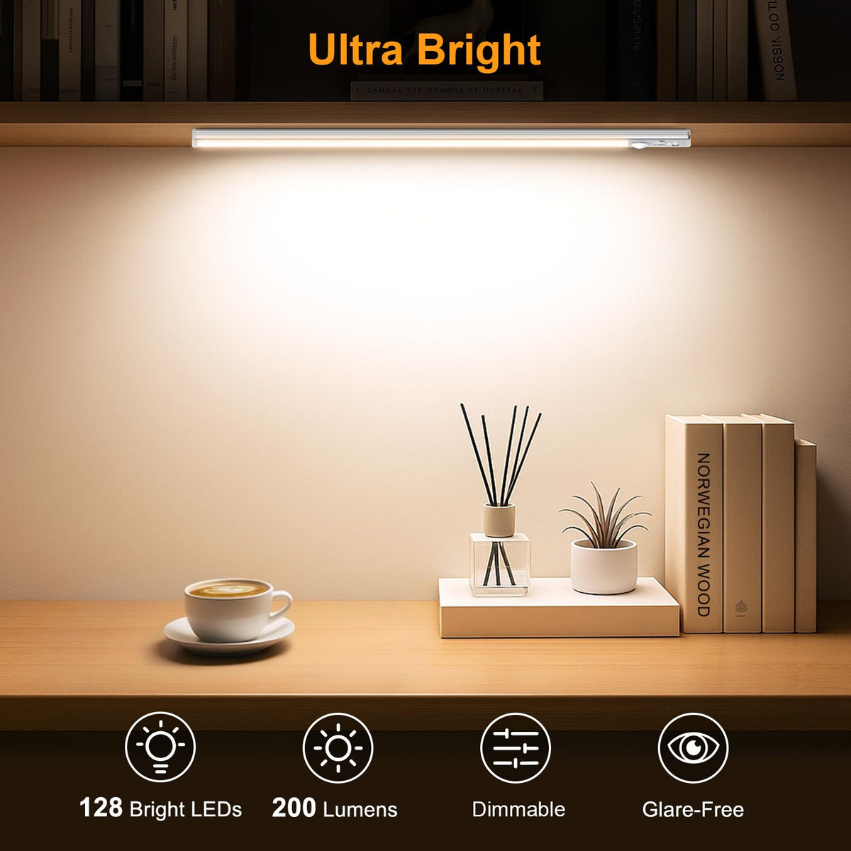 Gritin 10.2inch Under Cabinet Lighting Rechargeable 2 Pack