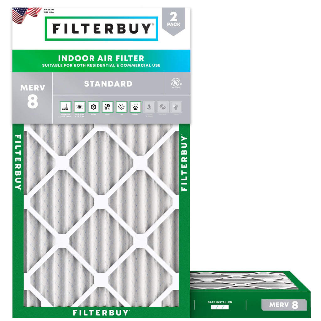 Filterbuy 12x14x1 Air Filter MERV 8 Dust & Allergy Defense (2-Pack)