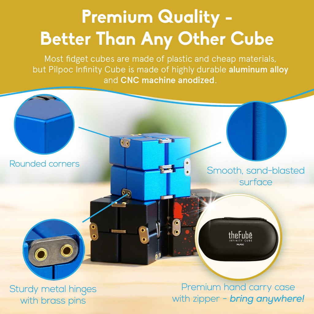 PILPOC theFube Fidget Cube Handy Anxiety Toys for Kids and Adults (Black)