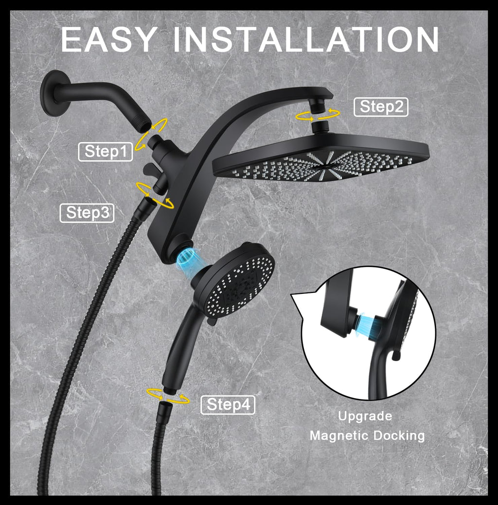 Rain Shower Head with Handheld Showerhead, Chrome 1.8GPM 460311