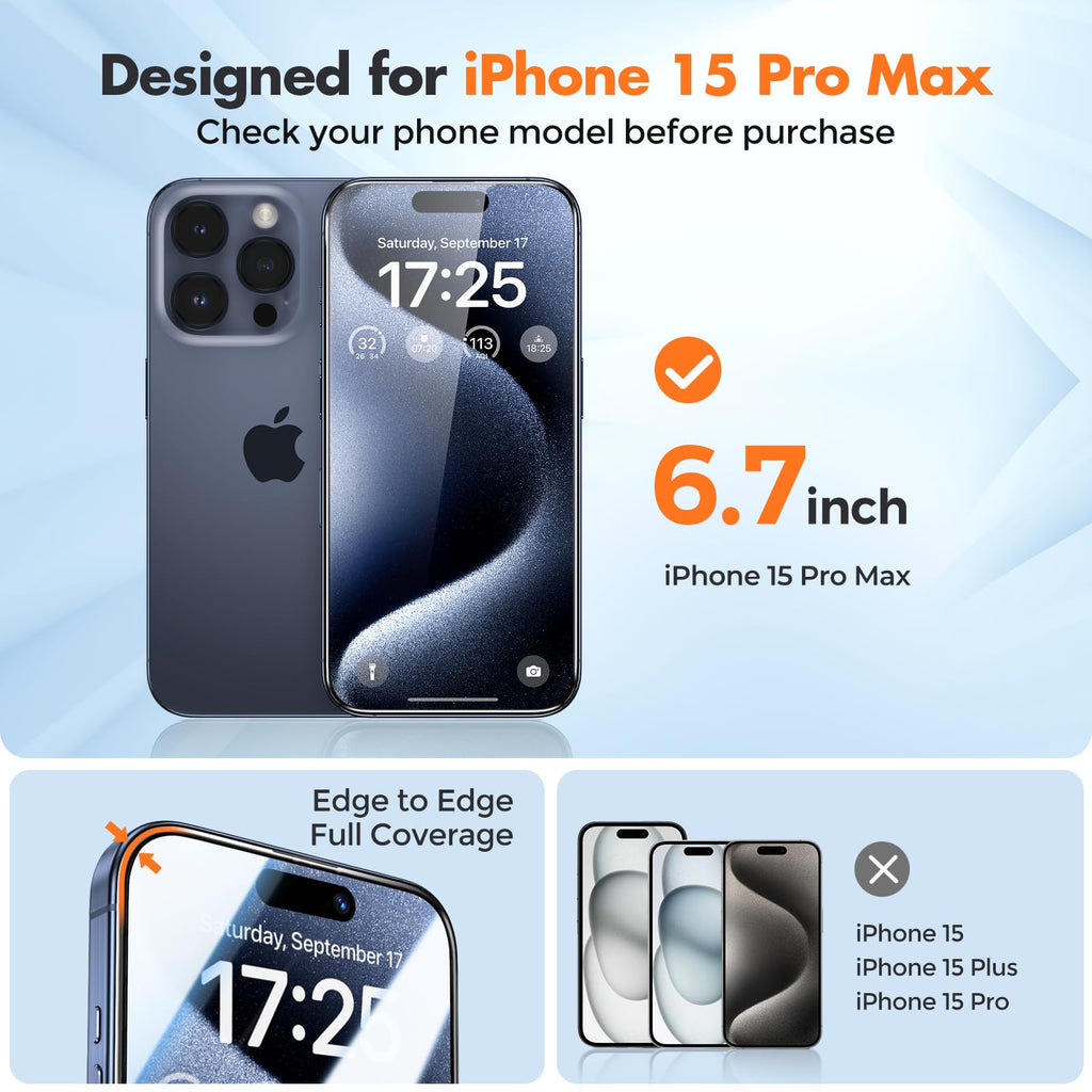 UNBREAKcable 3-Pack Screen Protector for iPhone 16 Pro Max, Full Coverage