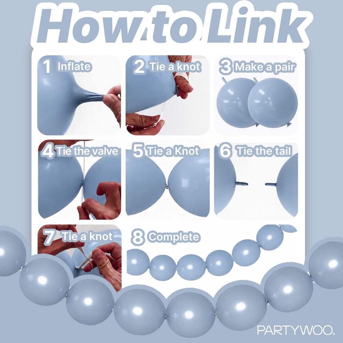 PartyWoo Metallic Gold Linking Balloons 100pcs 6 Inch Gold Link Balloons