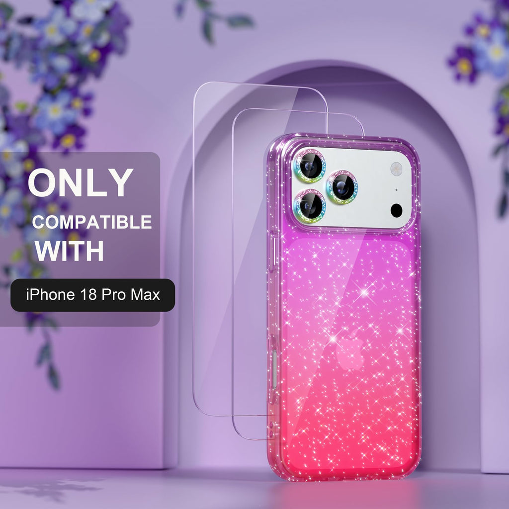 Choiche for iPhone 18 Pro Max Case Clear Women Girly (Glitter Clear)