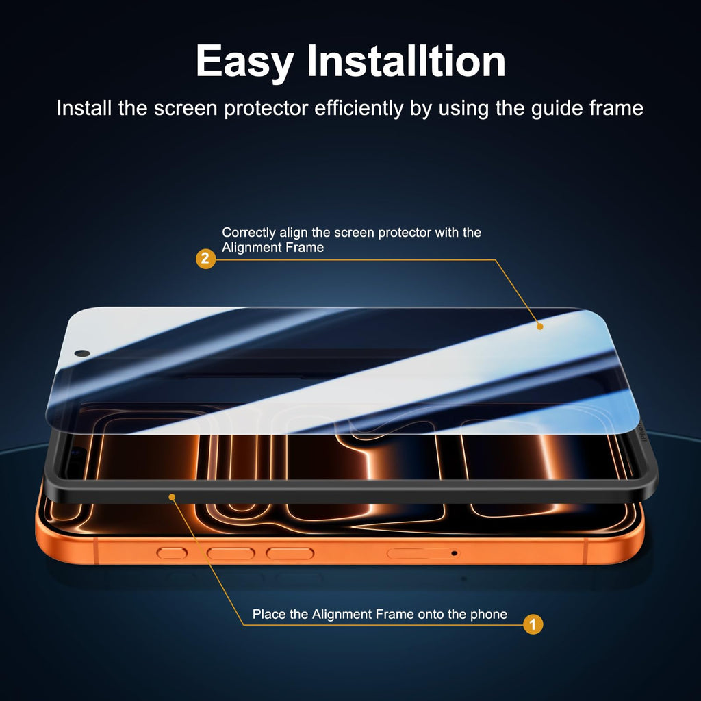 NEW'C for iPhone 16 Pro Screen Protector + Camera Lens Protector + Tool
