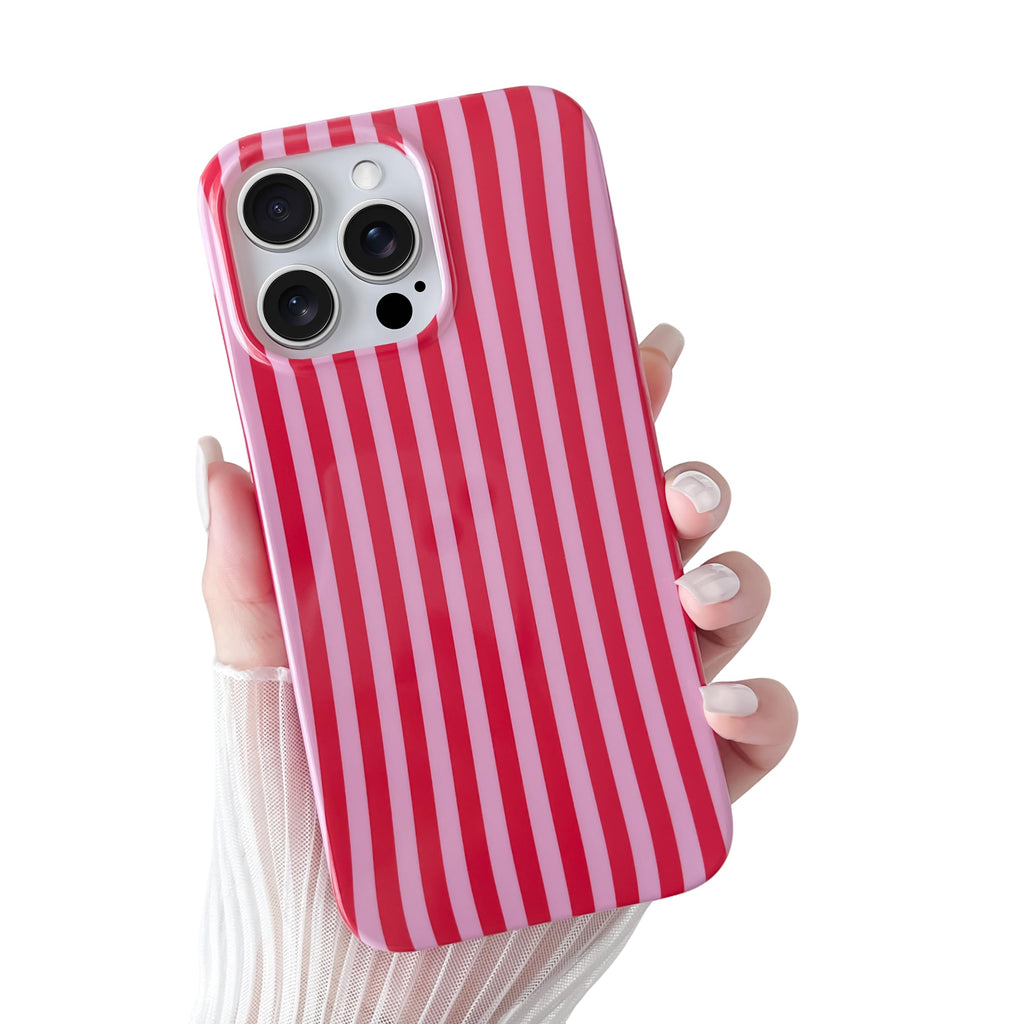 Yeddabox for iPhone 15 Pro Case Cute Striped Phone Case Soft TPU Slim Shockproof Phone Cover for Women Girls, Green and Blue