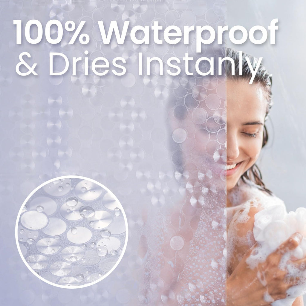 LiBa Shower Curtain PEVA 8G, 72x72 Inch Waterproof Clear
