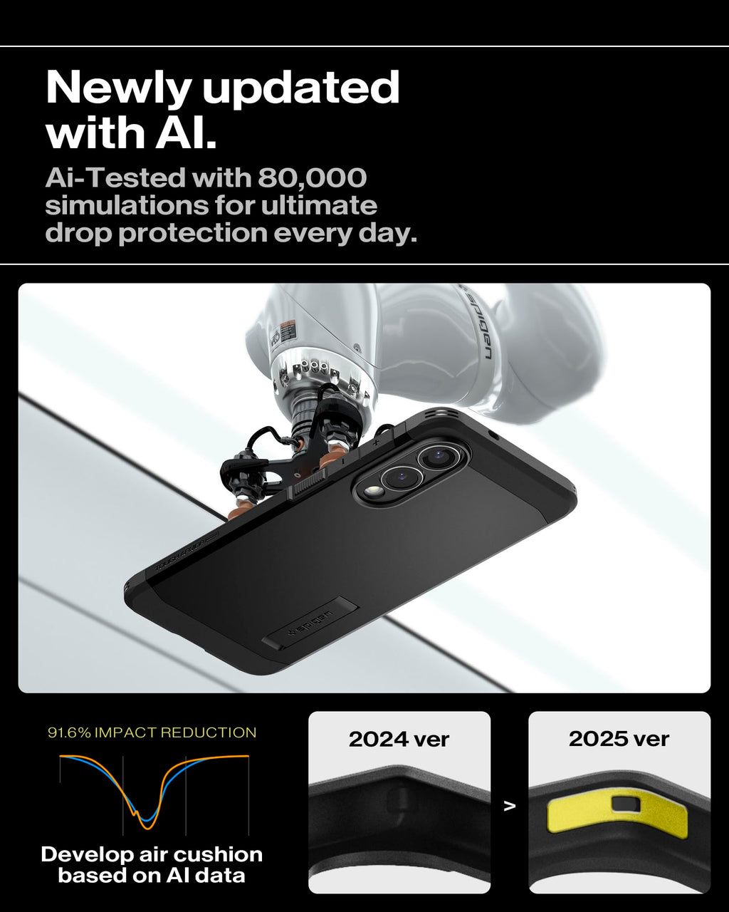 Spigen for Galaxy S25 Plus Case, Tough Armor MagFit [Kickstand] [Compatible with MagSafe] [Military-Grade Protection] - Black