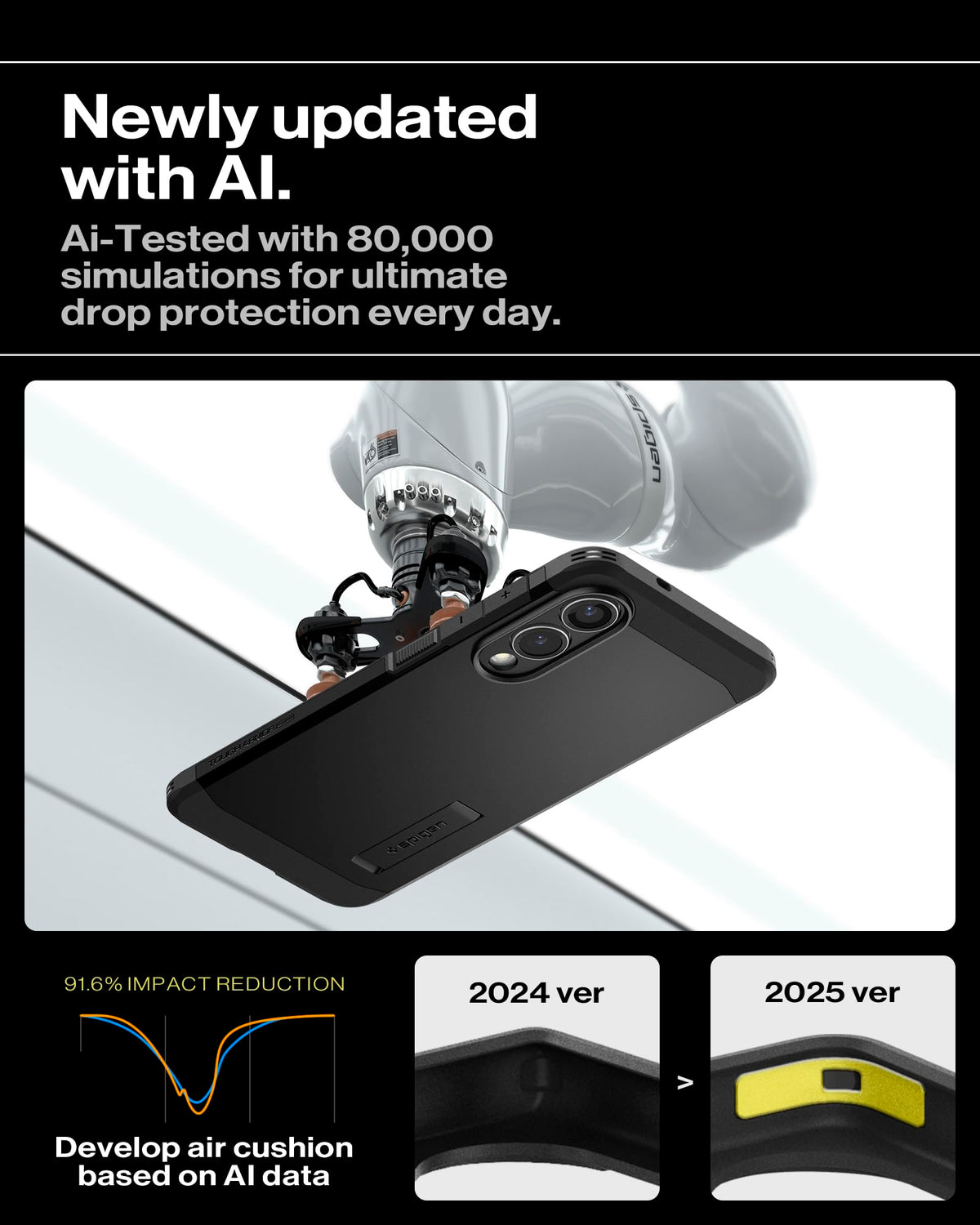 Spigen for Galaxy S25 Plus Case, Tough Armor MagFit [Kickstand] [Compatible with MagSafe] [Military-Grade Protection] - Black
