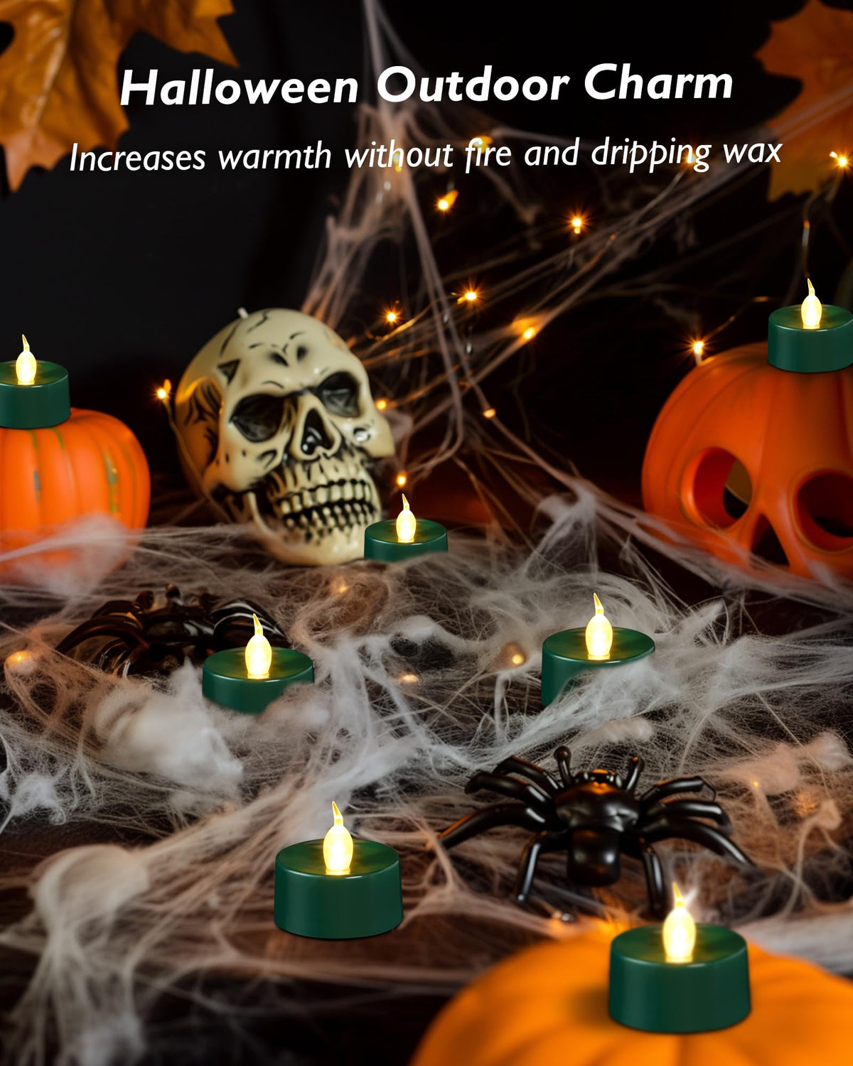 merrynights LED Candles, Tea Lights Candles Battery Operated Bulk, 24-Pack Long-Lasting 200 Hours Flameless Tealight Candles, Realistic Tea Lights for Halloween Christmas Wedding, 1.5'' D X 1.25'' H