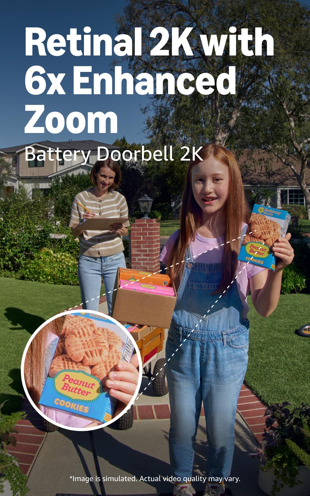 Ring Battery Doorbell 2K (newest model), Retinal 2K with wide-angle video, up to 6x Enhanced Zoom, Two-Way Talk, and Built-In Battery, Speckled White