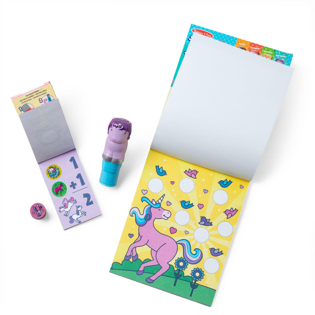 Melissa & Doug Sticker Wow!™ 24-Page Activity Pad and Sticker Stamper, 300 Stickers, Arts and Crafts Fidget Toy Collectible Character – Unicorn Creative Play Travel Toy for Girls and Boys 3+