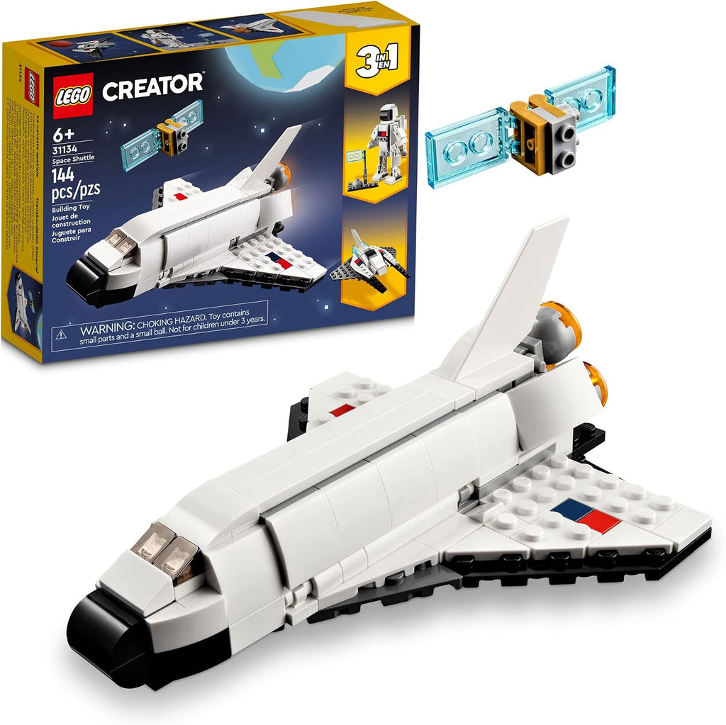 LEGO Creator 3 in 1 Space Shuttle Toys - Space Toys Building Set for Boys & Girls, Ages 6+ - Option to Build 2 Spaceships or Astronaut - Educational Gift for Kids Birthday & Holidays - 31134