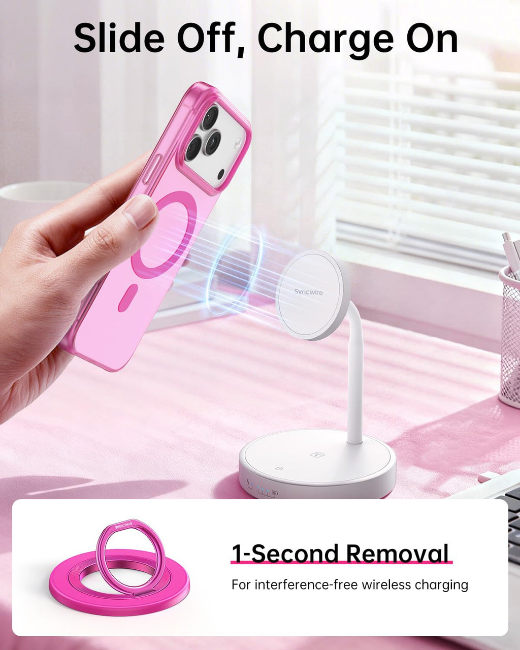 SYNCWIRE for MagSafe Phone Grip, Magnetic Phone Ring Holder Stand Kickstand